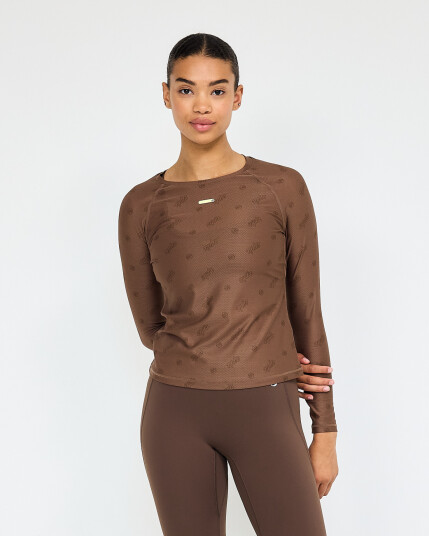 Eyda Dea Long Sleeve Teak/Logo Print M Eyda Dea Long Sleeve Teak/Logo Print M