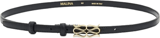 Malina Mini Monogram Leather Belt Black 85