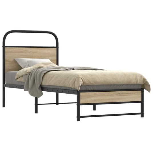Sengeramme uten madrass røkt eik 80x200 cm konstruert tre 8721158564597