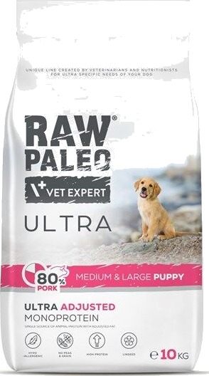 Vetexpert Puppy Raw Paleo Ultra Pork Medium & Large Tørrfôr Til Hund 10 kg