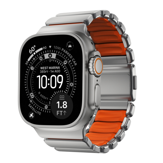 Nomad 49/46 mm Stratos Band Reim Natural Titanium/Ultra Orange