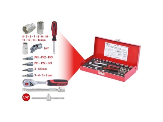 Ks Tools 917.4030, Støpselsett, 1/4", 30 Hoder, Kromvanadiumstål, 1,2 Kg