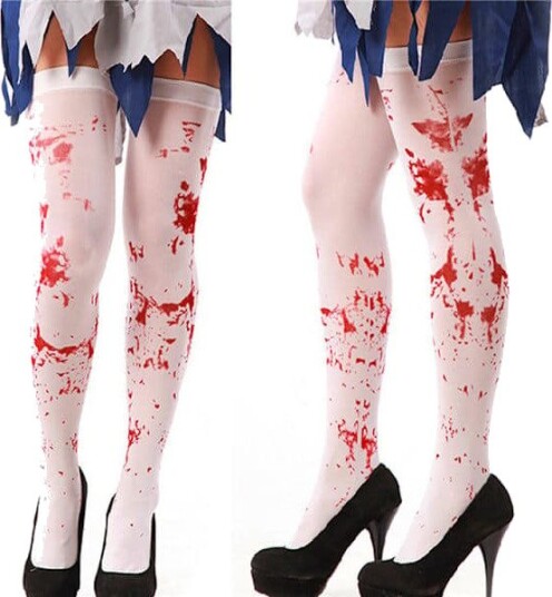 Halloween Blodige Sykepleierstrømper 2 Par A