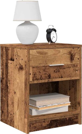  Nattbord 2 stk med skuff gammelt tre 40x34x50 cm