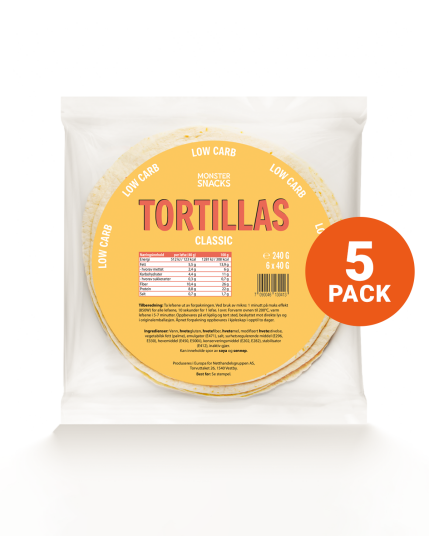 Monster Lavkarbo Tortillas 5 Pack 30 lefser Monster Lavkarbo Tortillas 5 Pack 30 lefser