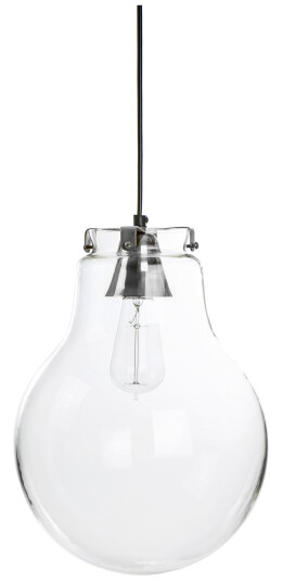 Taklampe glasskule m/holder i sølv Ø:36cm