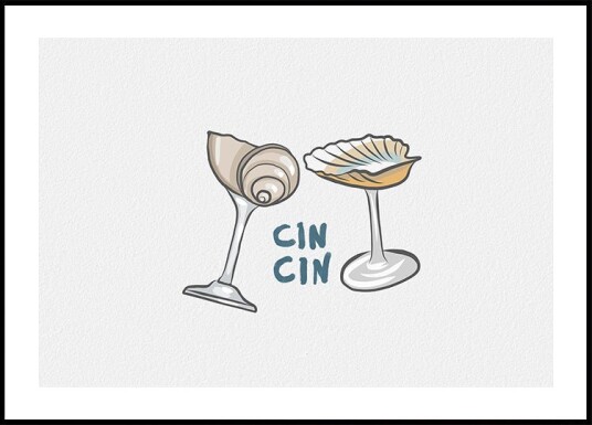 Posterbox Cin Cin Seashell Cocktail Glass Plakat Plakat / 70x100cm