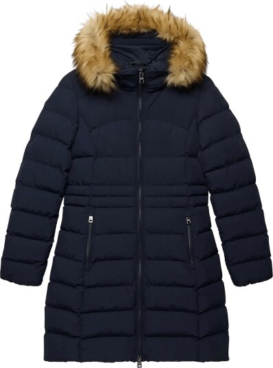 Superdry Hood Faux Fur Fuji Mid Length DARKEST NAVY 10