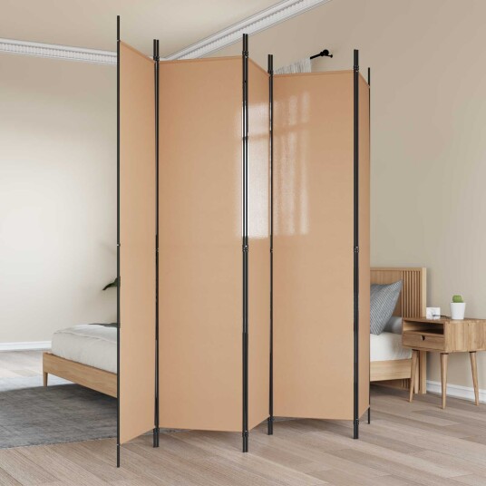 vidaXL 5-panel romdeler Beige 250 x 220 cm Stoff