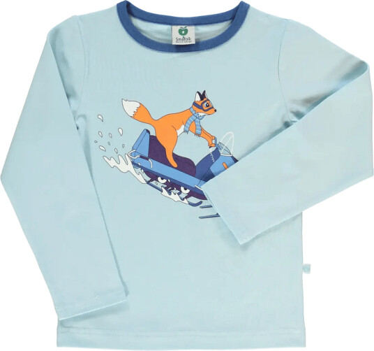 Småfolk Long Sleeved Blouse With Snowmobile Blue 92 98