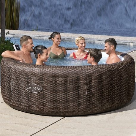 Lay-Z-Spa Bali 7 Brown Rattan 216x71cm Oppblåsbart Bestway Lay Z Spa Boblebad