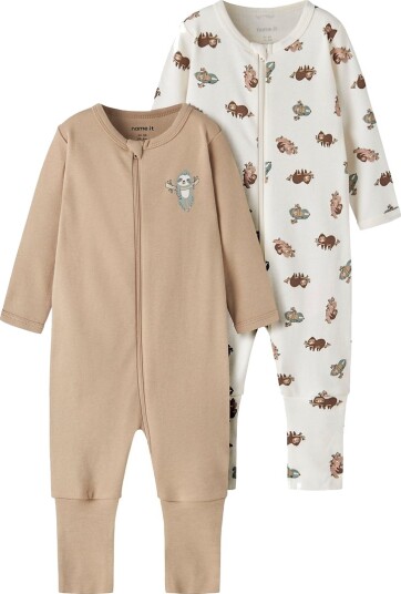 Name It Nattdrakt NbnNightsuit 2 pack Jet Strøm/Sesam Name It 50 Nattdrakt Beige Hvit