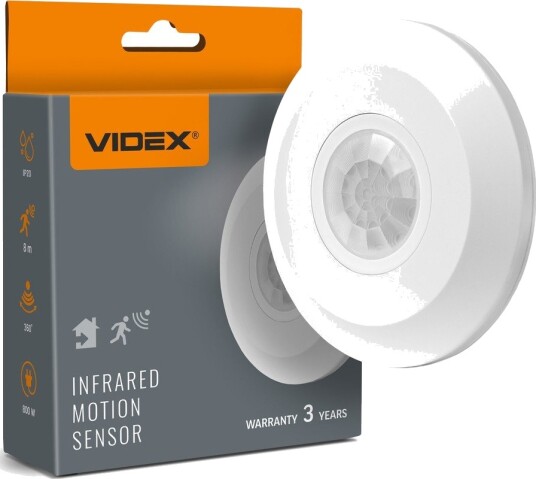 PIR bevegelses  og lyssensor 800W   Hvit innebygd sensor