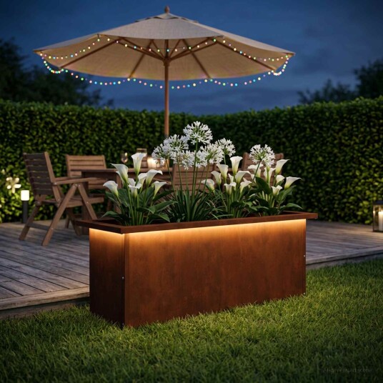 vidaXL Hageplantekasse med LED Rusten 30 x 80 x 30 cm Cortenstål