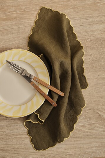Ellos Home   Servietter Malva Scallop 40x40 cm 2 pk   Grønn