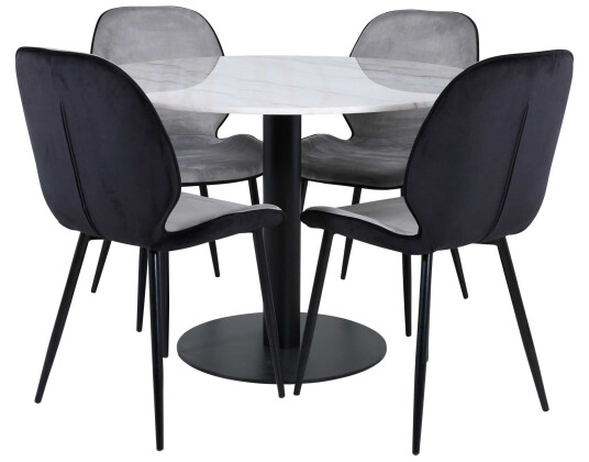 Venture Design Estelle & Emma spisegruppe Grå/hvit 4 stoler & bord 106 cm