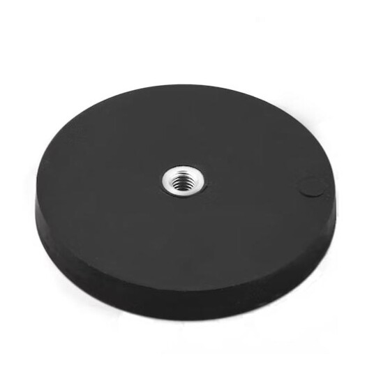 Neodymmagnet Ø 66 mm med gjenge – gummiert for montering