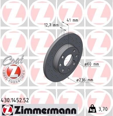 ZIMMERMANN 430.1452.52 Bremseskive ZIMMERMANN 430.1452.52 Bremseskive