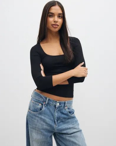 Nelly   Svart   Romance Half Sleeve Top