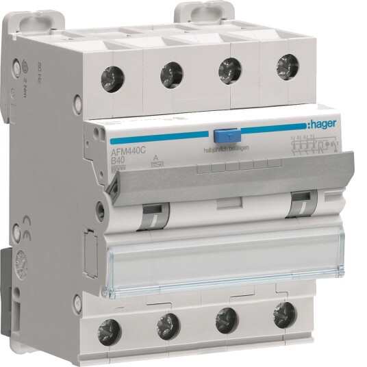 Hager AFM440C Jordfeilautomat 4-polet, karakteristikk B 40 A, Stikkontakter & kabler Hager AFM440C Jordfeilautomat 4-polet, karakteristikk B 40 A, Stikkontakter & kabler