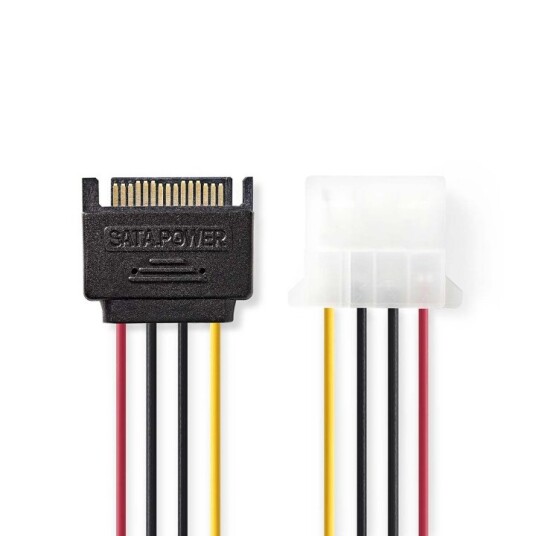 Nedis Intern Strømkabel | SATA 15 Pin Han | Molex Hun | Gull belagt | 0.15 m | Rund | PVC | Flerfarget | Konvolutt