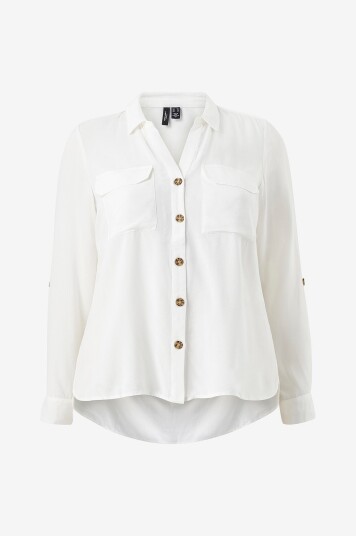 Vero Moda Curve - Skjorte vmBumpy L/S Shirt - Hvit