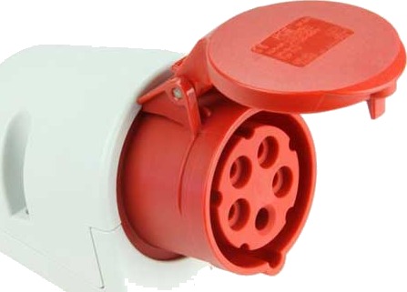 Stikkontakt Utvendig Skrå 16A 3Pol+N+J 400V 6H IP44 Stikkontakt Utvendig Skrå 16A 3Pol+N+J 400V 6H IP44