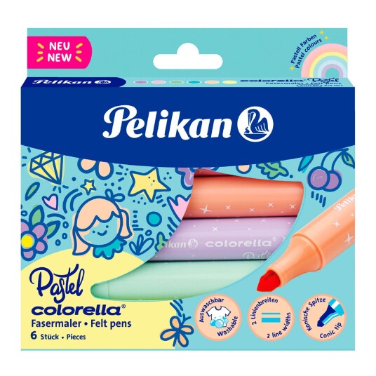 Pelikan Colorella Pastell Fargeblyanter Vannbasert 6 Farger