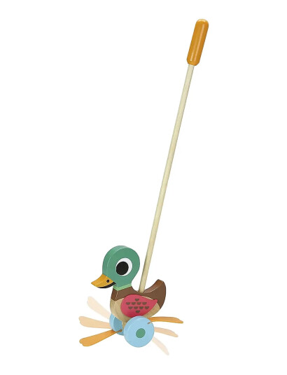 Vilac Duck Push Toy - Multi/patterned - ONE SIZE Vilac Duck Push Toy - Multi/patterned - ONE SIZE