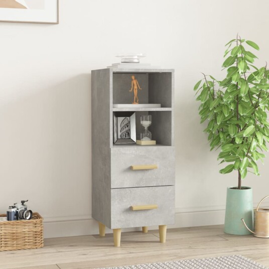 vidaXL Skjenk betonggrå 34,5x34x90 cm konstruert tre