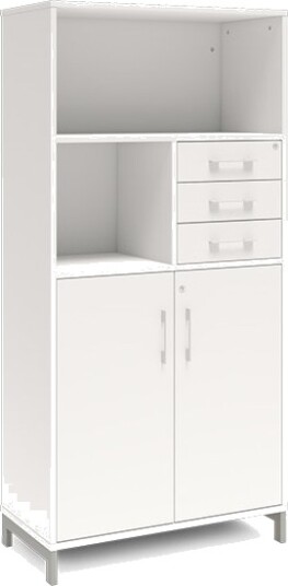 Kontorskab Dna, 800X1660 Mm, Hvid/Sort, Skuffemodul 4A4/2A4