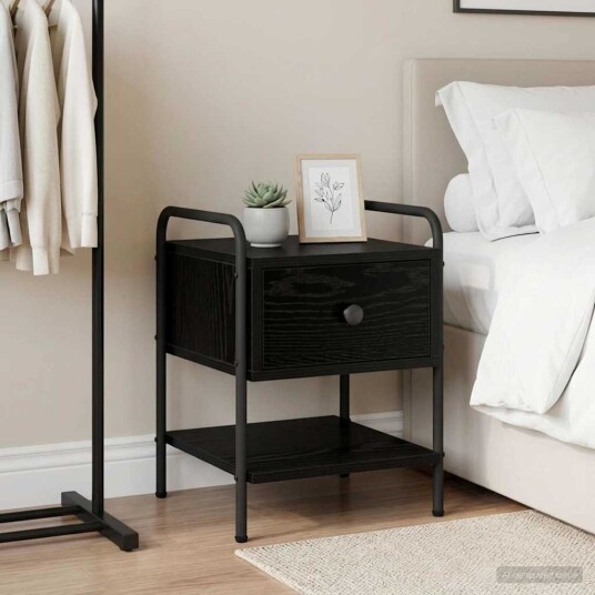 vidaXL Nattbordskap Svart eik 35 x 36,5 x 47 cm Konstruert tre