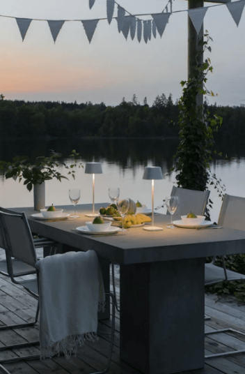 Trend Collection Capri bordlampe – oppladbar og dimbar, hvit 37 cm