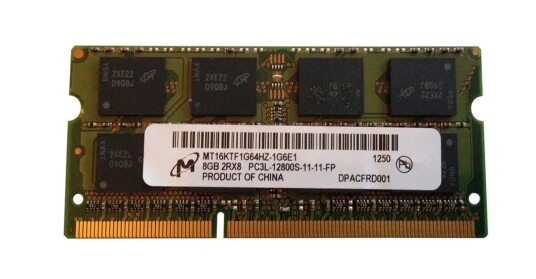 MT16KTF1G64HZ 1G6E1 Micron 8GB PC3L 12800 DDR3 1600MHz non ECC Unbuffered CL11 204 Pin