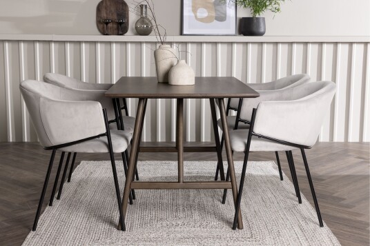 Venture Home Kaseidon Spisegruppe 120 cm Rektangulær med 4 Evelina Stoler Sort