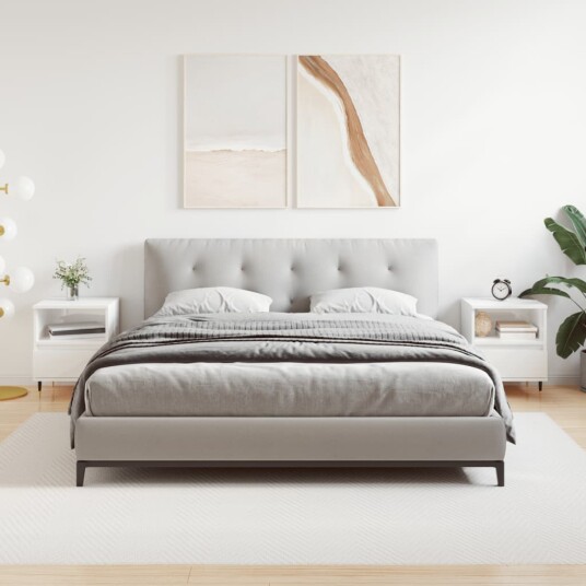  Nattbord 2 stk høyglans hvit 40x35x50 cm konstruert tre 8721012109926