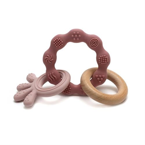 Magni Teether bracelet Squid and wood appendix Dusty rose 5566 Magni Teether bracelet Squid and wood appendix Dusty rose 5566