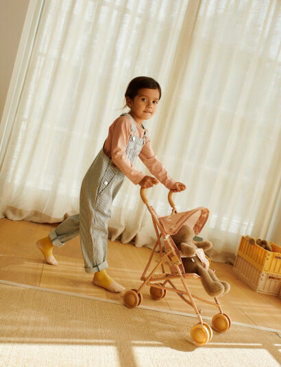 Liewood Delani Stripe Denim Dungarees White 128