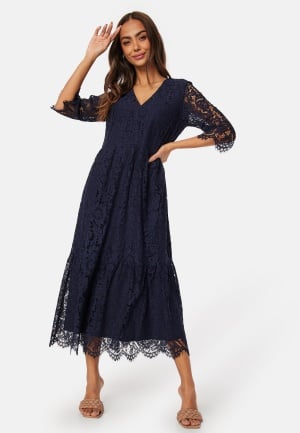 Happy Holly V-neck Lace Midi Dress Dark blue 48/50 Happy Holly V-neck Lace Midi Dress Dark blue 48/50