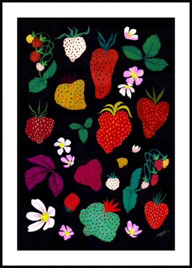 Whimsical Strawberry Harvest Plakat / 21x30