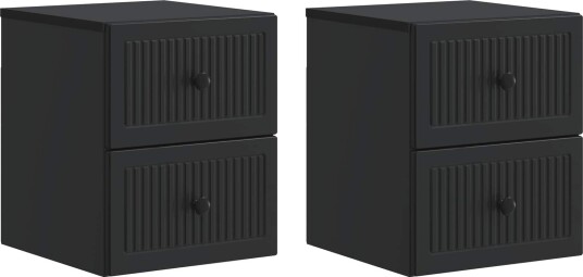  Vegghengt Nattbord 2 pcs Svart 33 x 34,5 x 40 cm Konstruert tre