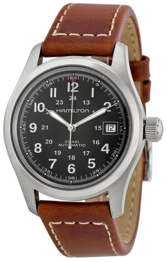 Hamilton Herreklokke H70455533 Khaki Field Sort/Lær Ø38 mm