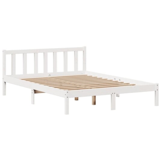 Seng med bokhylle uten madrass hvit 150x200 cm heltre furu 8721158604477