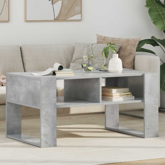 Kaffebord med lagring Betonggrå 92 x 53 x 45 cm Konstruert tre