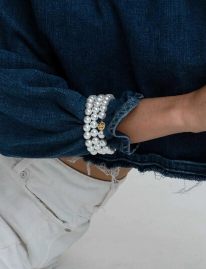 SNÖ of Sweden Laney Elastic Pearl Brace G/White S/M White SM SNÖ of Sweden Laney Elastic Pearl Brace G/White S/M White SM