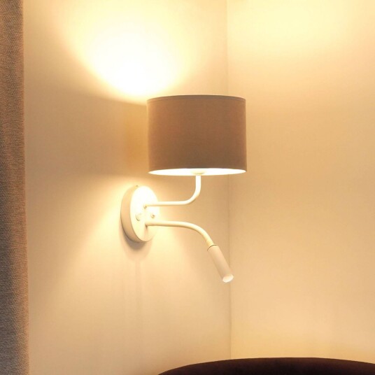 Duolla Vegglampe Soro lys grå hvit med leselampe