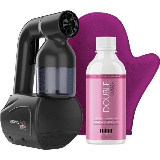 MineTan Bronze Babe Personal Spray Tan Kit Black 1 stk + 237 ml Selvbruning Selvbruningsett