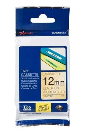 Brother TZe PR831 - Black print on premium glitter gold - Roll (1.2 cm x 8 m)