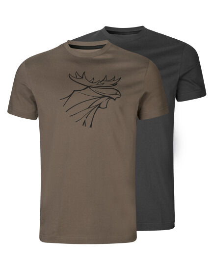 Härkila Men's Graphic T-Shirt 2-Pack Brown Granite/Phantom XL, Brown Granite/Phantom