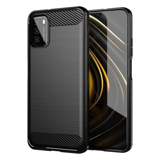Tech-Protect Xiaomi Poco M3 Tech-Protect Fleksibelt Carbon Plastdeksel - Svart